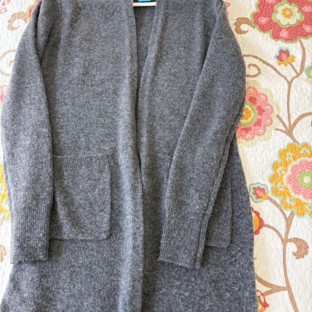 Elegant Gray Open Front Cardigan